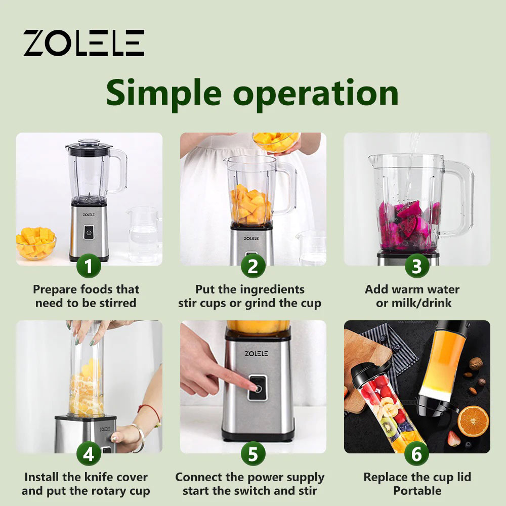 آب میوه گیری و مخلوط کن برقی چند کاره Zolele Zi101