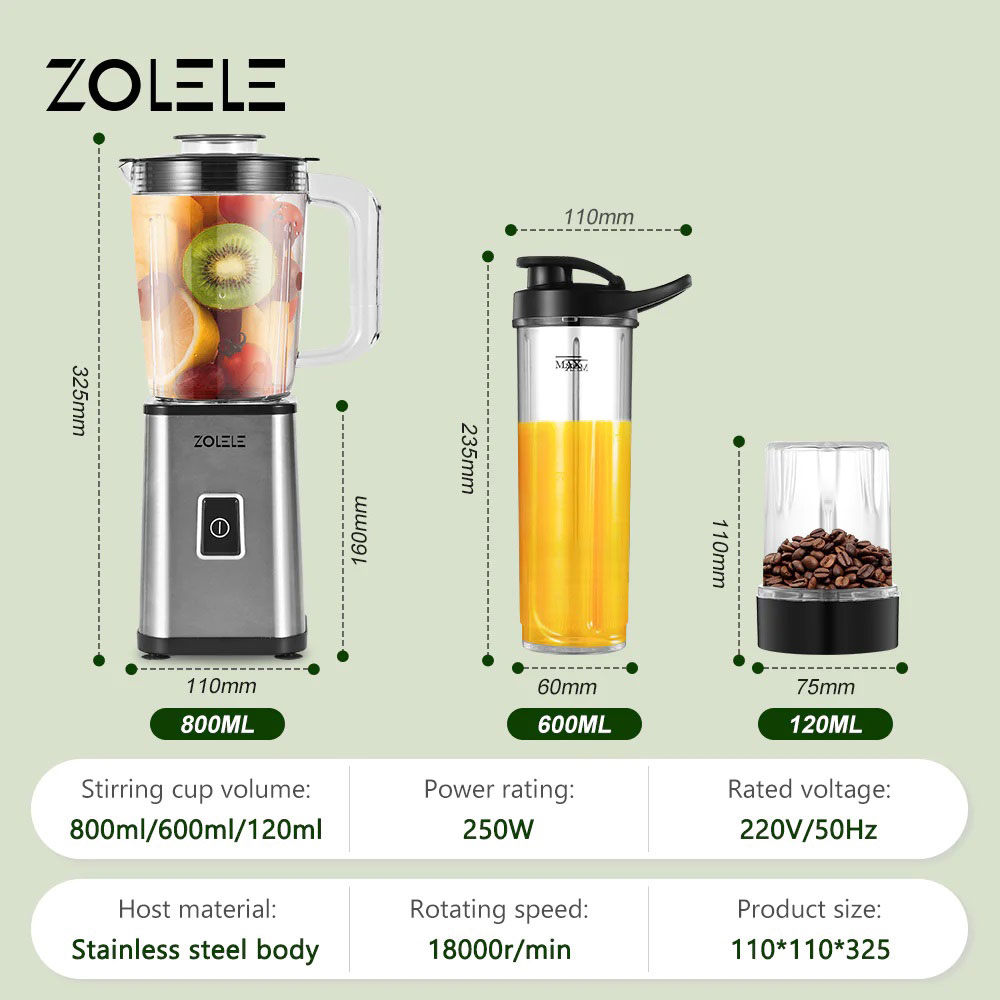 آب میوه گیری و مخلوط کن برقی چند کاره Zolele Zi101