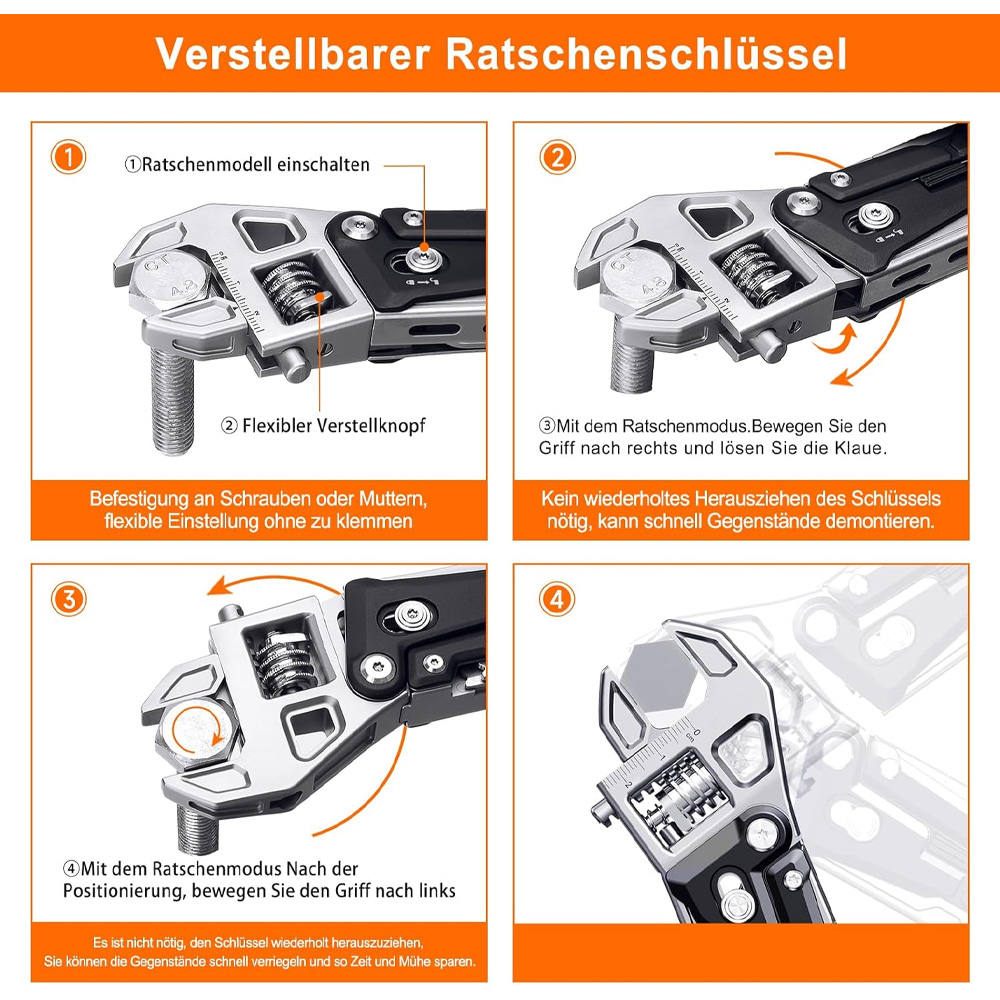 آچار فرانسه چندکاره مدل Nextool Adjustable Wrench Pilers W4 NE20362