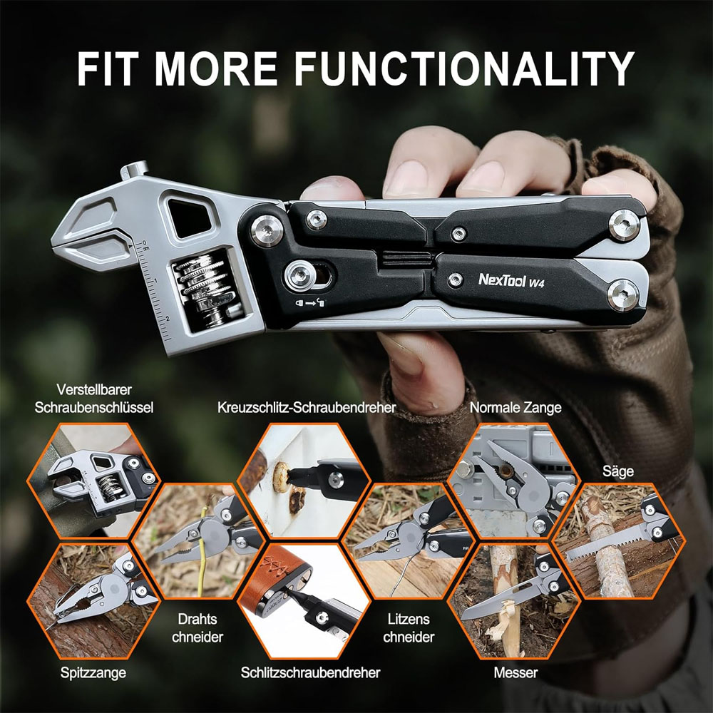 آچار فرانسه چندکاره مدل Nextool Adjustable Wrench Pilers W4 NE20362