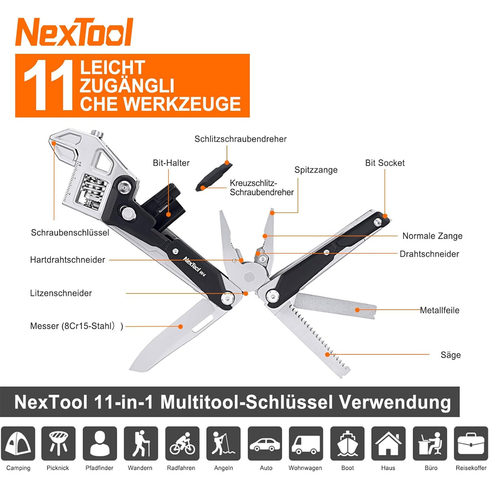 آچار فرانسه چندکاره مدل Nextool Adjustable Wrench Pilers W4 NE20362 آچار فرانسه چندکاره مدل Nextool Adjustable Wrench Pilers W4 NE20362