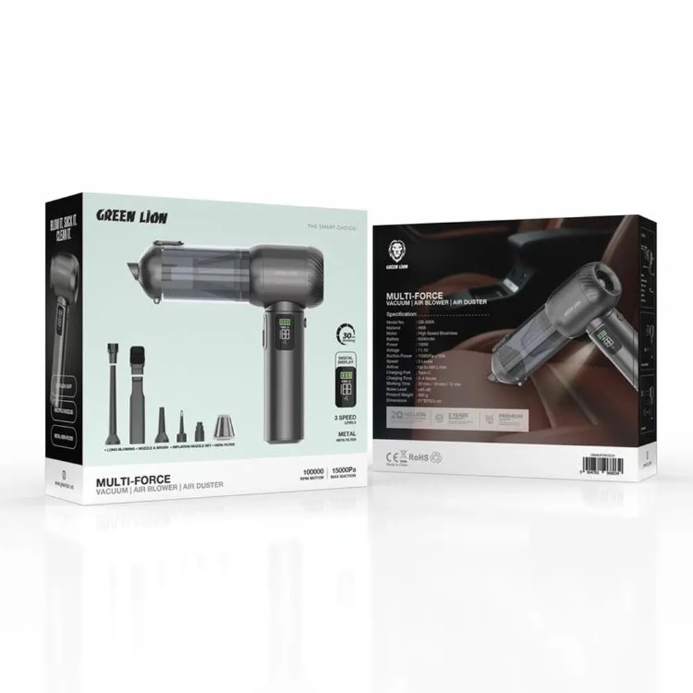 جاروشارژی و دمنده خودرو گرین لاین مدل Green Lion Multi Force Vacuum Air Blower Air Duster GB-286X