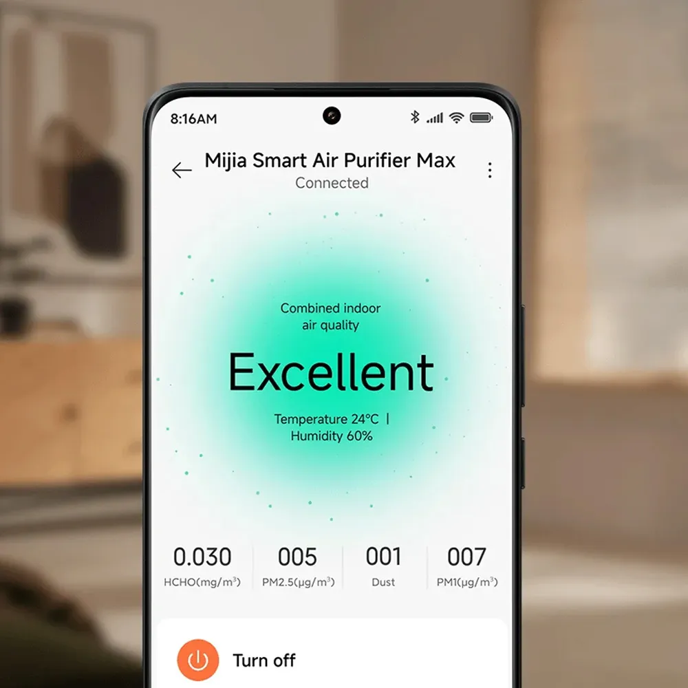 دستگاه تصفیه هوا شیائومی مدل Mijia Smart Air Purifier Max (7) دستگاه تصفیه هوا شیائومی مدل Mijia Smart Air Purifier Max